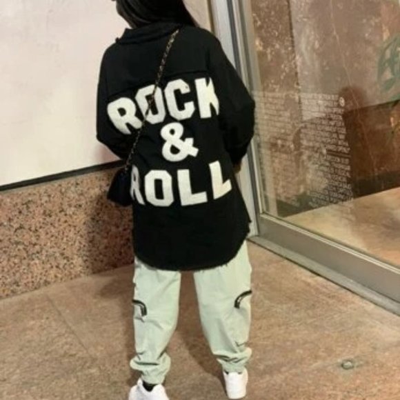 BLACK DENIM JACKET ROCK & ROLL - Picture 15 of 16